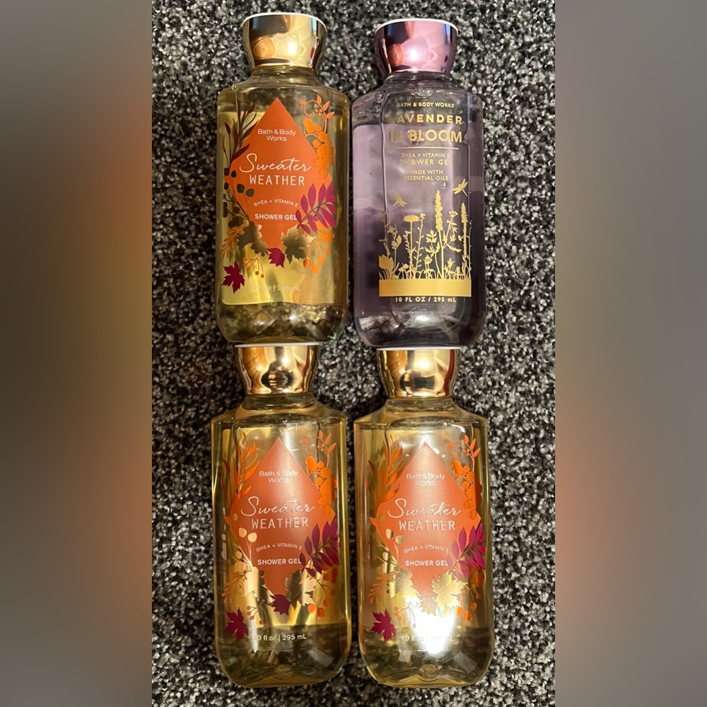 4 bottles of Bath and Body Works shower gel